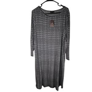 J Jill Wearever Dress XLT Tall NWT Black Cream Stretch Travel Knit Shift Swing